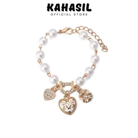 KAHASIL - Gelang Titanium Wanita Barcelet Anti Karat Luntur Aksesoris Fashion Mutiara KH015